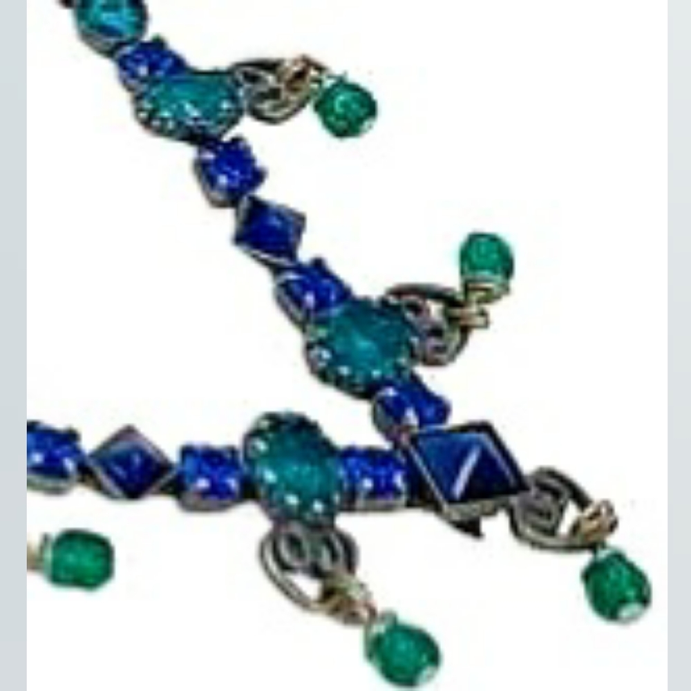Mermaid Mary DeMarco Cat's Eye, Crystal & Rhinestone Chevron Ocean Necklace - Picture 6 of 15